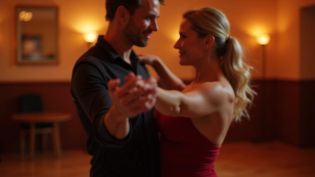 Group of salsa dancers demonstrating partner positioning and hand placement during a social dance